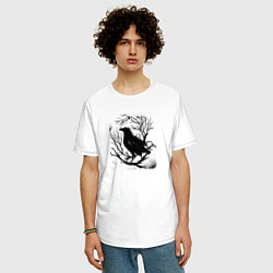 Футболка оверсайз мужская Черный ворон, цвет: белый — фото 2