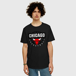 Футболка оверсайз мужская Чикаго баскетбол, цвет: черный — фото 2