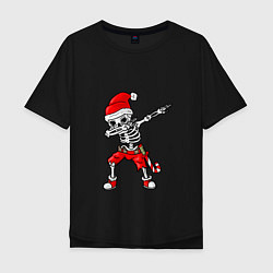 Мужская футболка оверсайз Новогодний скелет дэбует