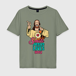 Мужская футболка оверсайз Jesus Christ love u