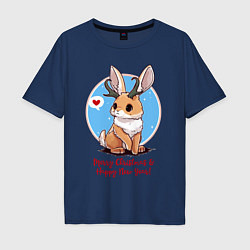 Мужская футболка оверсайз Кролик встречает новый год