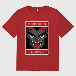 Мужская футболка оверсайз Крампус к нам приходит