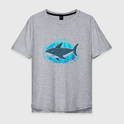 Мужская футболка оверсайз Мультяшная акула под водой