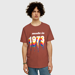 Футболка оверсайз мужская Made in 1973 liquid art, цвет: кирпичный — фото 2