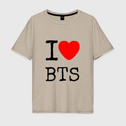 Футболка оверсайз мужская I love BTS, цвет: миндальный