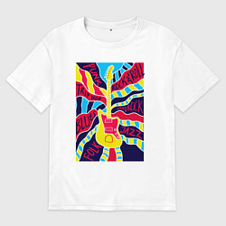 Футболка оверсайз мужская Гитара и стили музыки, цвет: белый