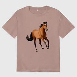 Футболка оверсайз мужская Мустанг лошадь, цвет: пыльно-розовый