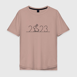 Футболка оверсайз мужская 2023 - символ года, цвет: пыльно-розовый