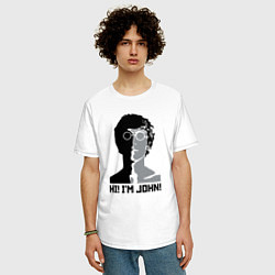 Футболка оверсайз мужская Джон Леннон - портрет, цвет: белый — фото 2