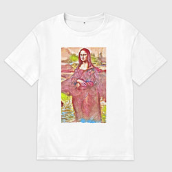 Футболка оверсайз мужская Мона Лиза - фантазия, цвет: белый