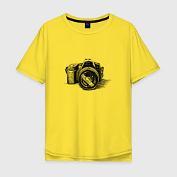 Футболка оверсайз мужская Рисунок фотоаппарата, цвет: желтый