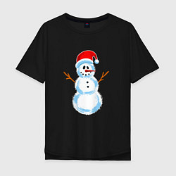 Мужская футболка оверсайз Мультяшный новогодний снеговик