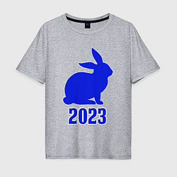 Мужская футболка оверсайз 2023 силуэт кролика синий
