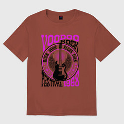 Футболка оверсайз мужская Гитара с крыльями voodoo rock, цвет: кирпичный