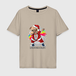 Футболка оверсайз мужская Dog christmas, цвет: миндальный