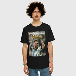 Футболка оверсайз мужская Lionel Messi - world champion - Argentina, цвет: черный — фото 2