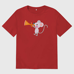 Мужская футболка оверсайз Мышонок-трубач