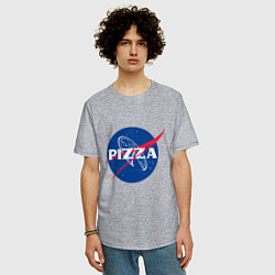 Футболка оверсайз мужская Nasa - pizza, цвет: меланж — фото 2