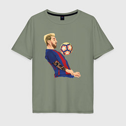 Футболка оверсайз мужская Messi Barcelona, цвет: авокадо