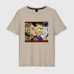 Мужская футболка оверсайз Гомер Симпсон везёт кульную чувиху - pop art