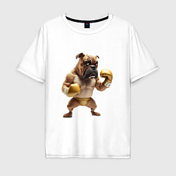 Мужская футболка оверсайз Собака занимается боксом