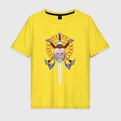 Мужская футболка оверсайз Голова викинга с мечом