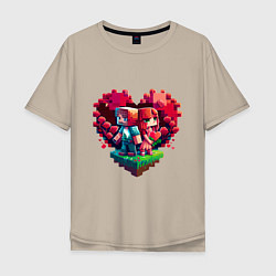 Мужская футболка оверсайз Влюбленные в Minecraft