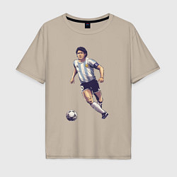 Футболка оверсайз мужская Maradona football, цвет: миндальный