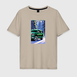 Мужская футболка оверсайз Tahoe на зимней дороге