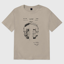 Футболка оверсайз мужская Патент на наушники, цвет: миндальный