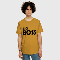 Футболка оверсайз мужская Большой босс - темная, цвет: горчичный — фото 2