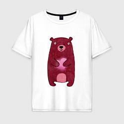 Мужская футболка оверсайз Бурый медведь с сердцем в лапах, любовь