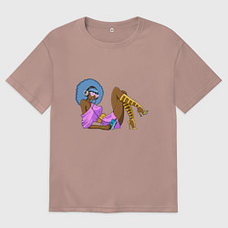 Футболка оверсайз мужская Retro music girl, цвет: пыльно-розовый