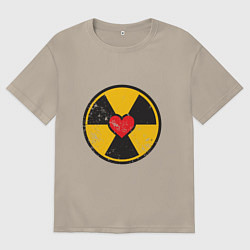 Футболка оверсайз мужская Радиация любви, цвет: миндальный