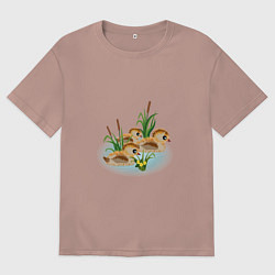 Футболка оверсайз мужская Веселые утята, цвет: пыльно-розовый