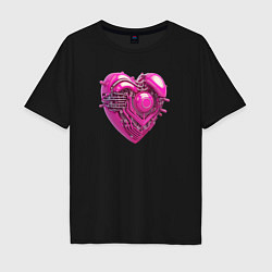Мужская футболка оверсайз Механическое розовое сердце