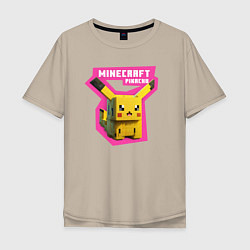 Мужская футболка оверсайз Minecraft - Pikachu