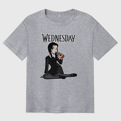 Мужская футболка оверсайз Уэнсдэй с бутылкой яда