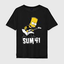 Футболка оверсайз мужская Sum41 Барт Симпсон рокер, цвет: черный