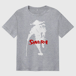 Футболка оверсайз мужская Белый самурай с ребёнком, цвет: меланж
