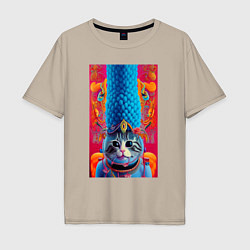Мужская футболка оверсайз Кошка по имени Мардж - нейросеть - art