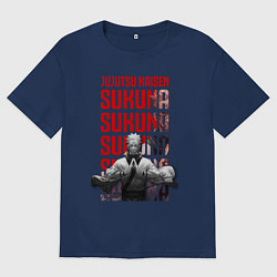 Футболка оверсайз мужская Рёмен Сукуна аниме, цвет: тёмно-синий