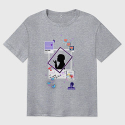 Футболка оверсайз мужская BTS Тэхен, цвет: меланж