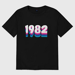 Футболка оверсайз мужская Made in 1982 vintage art, цвет: черный