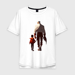 Мужская футболка оверсайз Седой отец и молодой сын