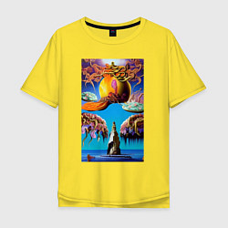 Мужская футболка оверсайз Скала желаний - нейросеть - сюрреализм