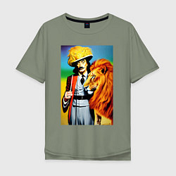 Мужская футболка оверсайз Salvador Dali and lion