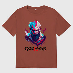 Футболка оверсайз мужская God of War, Kratos, цвет: кирпичный