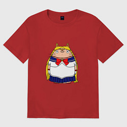 Футболка оверсайз мужская Totoro Sailor Moon, цвет: красный