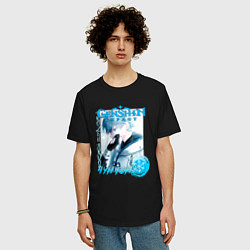 Футболка оверсайз мужская Чун Юнь крио элемент, цвет: черный — фото 2